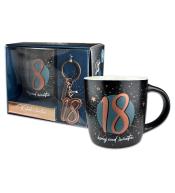 Kubek Denim z metalowym brelokiem - 18 urodziny