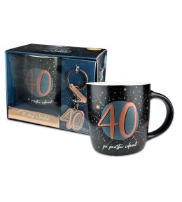 Kubek Denim z metalowym brelokiem - 40 urodziny