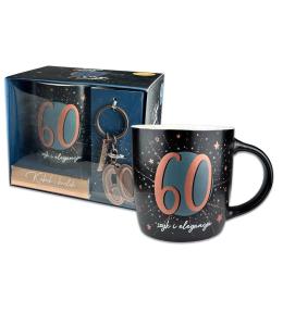 Kubek Denim z metalowym brelokiem - 60 urodziny