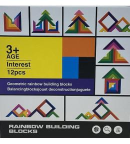 Klocki drewniane tęczowe kreatywne