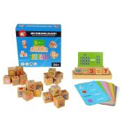 Klocki drewniane i karty edukacyjne