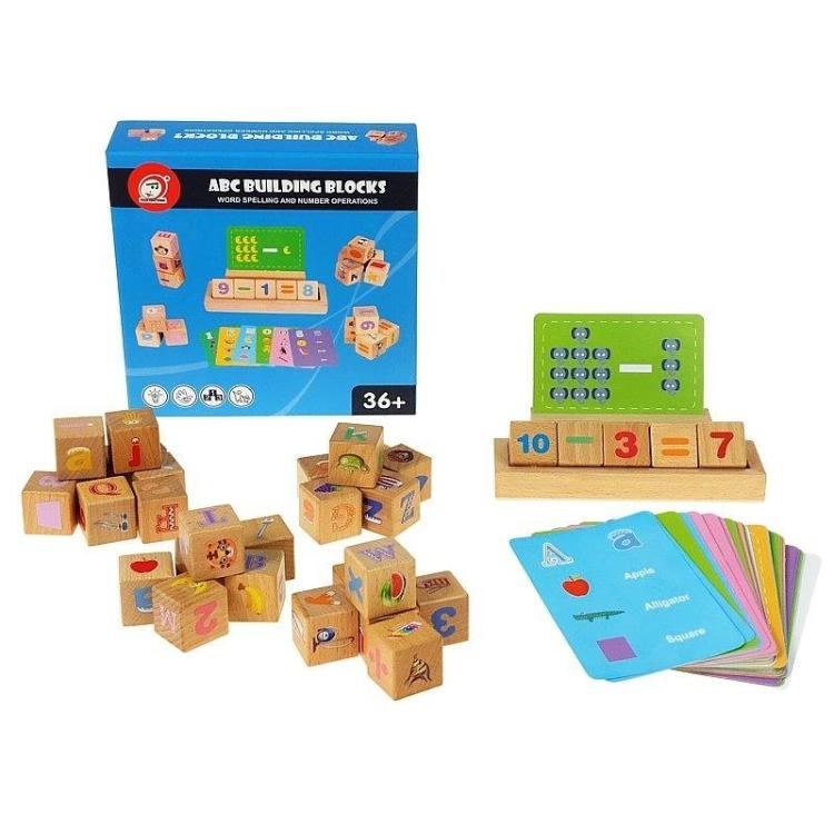 Klocki drewniane i karty edukacyjne