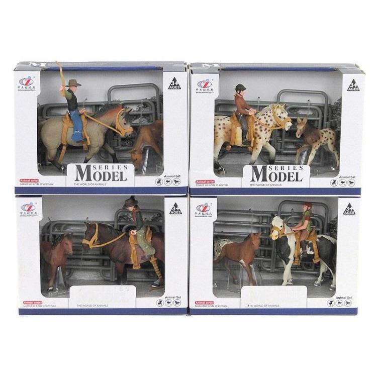 Stadnina, 2 konie, jeździec i akcesoria MIX