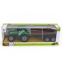 Traktor z przyczepą i drzewem