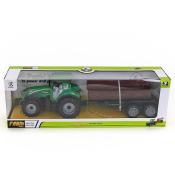 Traktor z przyczepą i drzewem