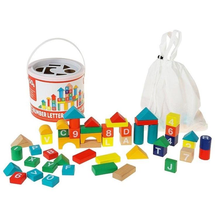 Klocki drewniane z numerkami 50szt