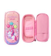 Piórnik dwukomorowy z jednorożcem różowy 24cm