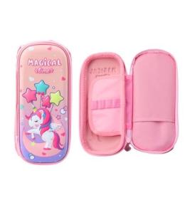 Piórnik dwukomorowy z jednorożcem różowy 24cm