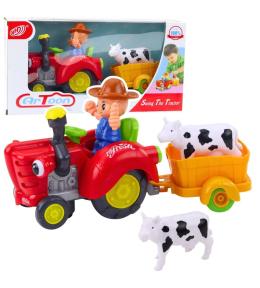 Traktor interaktywny z przyczepką i figurkami