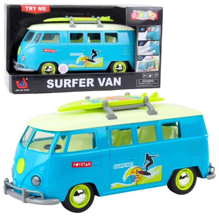 Van surfer bus z deską surfingową światło dźwięk