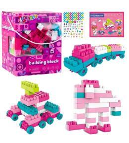 Klocki konstrukcyjne pastelowy róż 230el