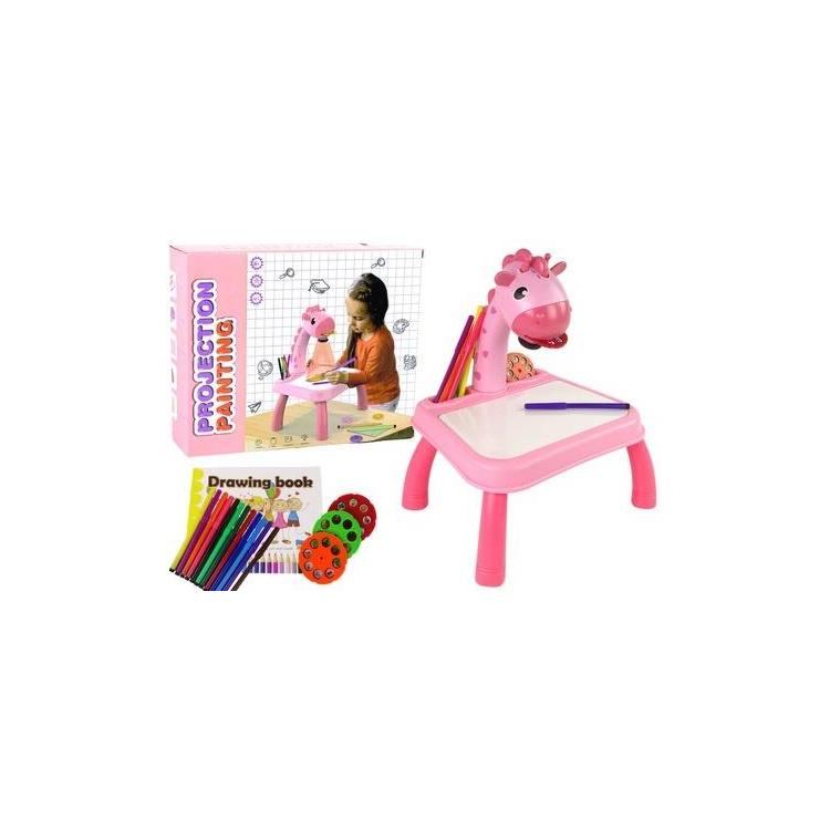 Stolik projektor do nauki rysowania dinozaur różow