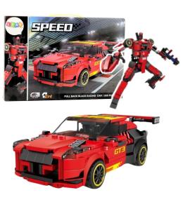 Klocki konstrukcyjne auto 2w1 GT3 czerwone 335el