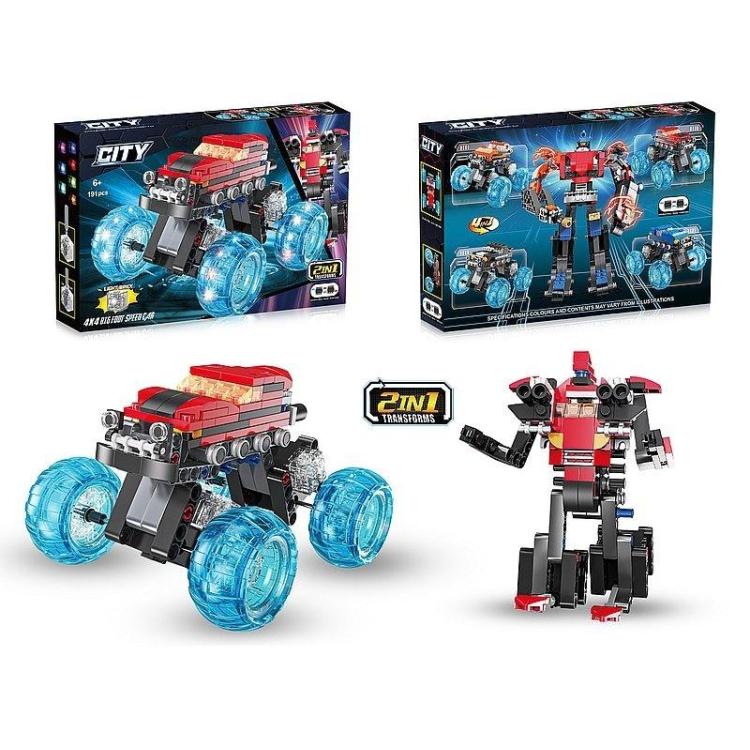 Klocki auto-robot ze światłem MIX