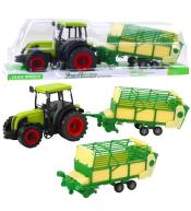 Traktor rolniczy przyczepą zielono-żółtą