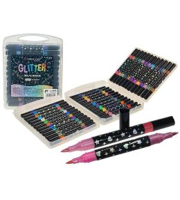 Flamastry brokatowe dwustronne 72 kolory