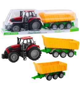 Traktor rolniczy z przyczepą zółtą