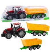 Traktor rolniczy z przyczepą zółtą