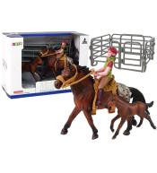 Koń z jeźdzcem, źrebakiem i zagrodą