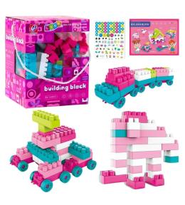 Klocki konstrukcyjne pastelowy róż 150el