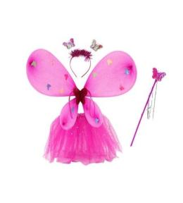 Strój wróżki ze skrzydłami motyla różowy