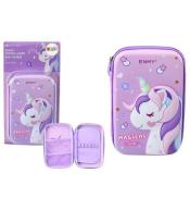 Piórnik rzkładany z jednorożcem fioletowy 23x15cm