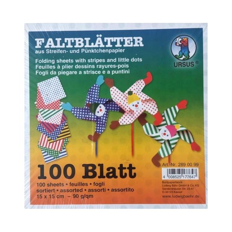 Origami 15x15cm kropki/paski 100 arkuszy
