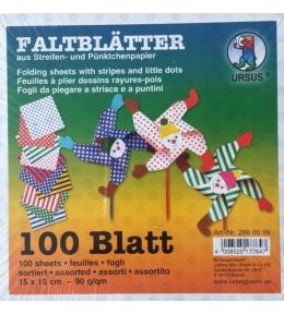 Origami 15x15cm kropki/paski 100 arkuszy