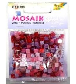 Mozaika kamyczki brokatowe 5x5mm różowe