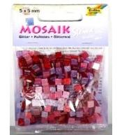 Mozaika kamyczki brokatowe 5x5mm różowe