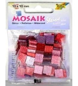 Mozaika kamyczki brokatowe 10x10mm różowa