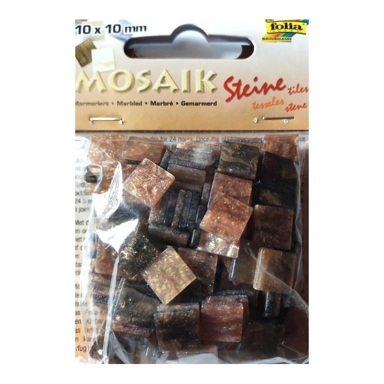 Mozaika kamyczki marmurkowe 10x10mm brązowa