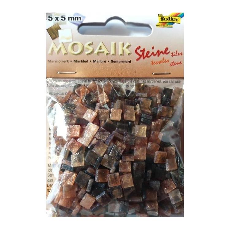 Mozaika kamyczki marmurkowe 5x5mm brązowa