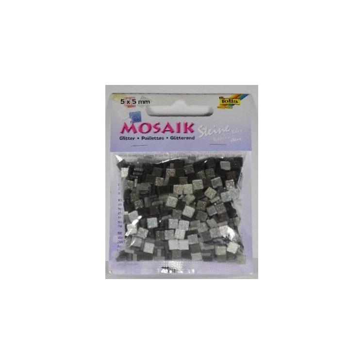Mozaika kamyczki brokatowe 5x5mm szary