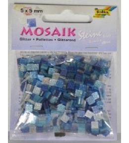 Mozaika kamyczki brokatowe 5x5mm niebieski
