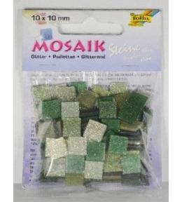 Mozaika kamyczki brokatowe 10x10mm zielony
