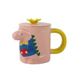 Kubek Różowy Dinozaur przykrywka 400ml