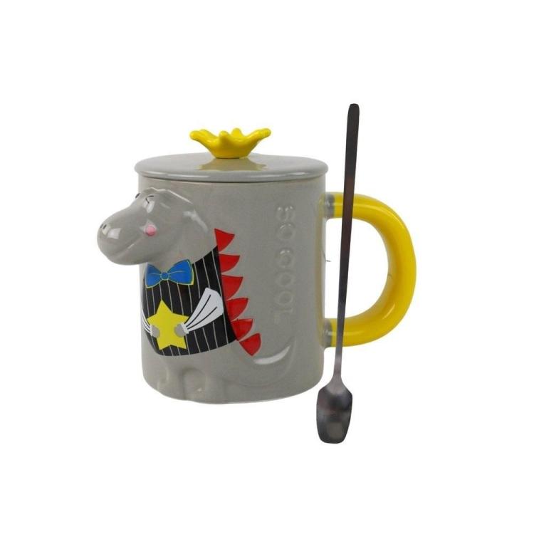 Kubek Szary Dinozaur przykrywka 400ml