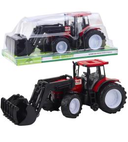 Taktor rolniczy z chwytakiem czerwony