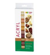 Farby akrylowe 12ml 10kol brązowy HAPPY COLOR