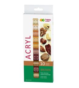 Farby akrylowe 12ml 10kol brązowy HAPPY COLOR