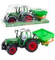 Traktor rolniczy z siewnikiem zielony