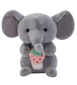 Maskotka przytulanka słoń z truskawką szary 23cm