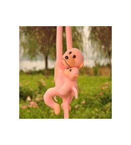 Maskotka małpka z dzieckiem różowa 90cm