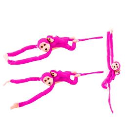 Maskotka małpka z dzieckiem ciemno różowa 90cm