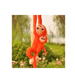 Maskotka małpka z dzieckiem pomarańczowa 90cm