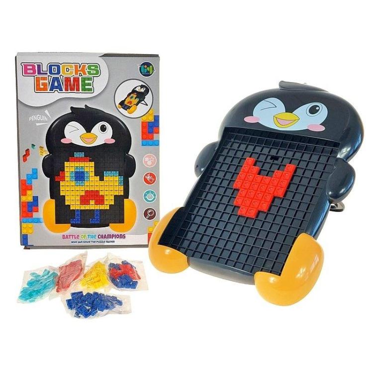 Układanka z klocków wtykanka pingwin