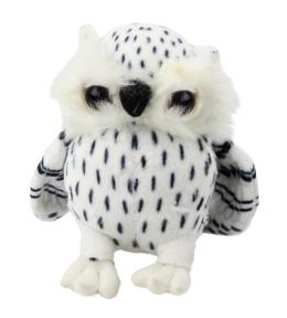 Maskotka Mała Sowa biała czarne cętki 15cm
