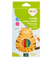 Kredki drewniane jumbo 12 kol + temperówka