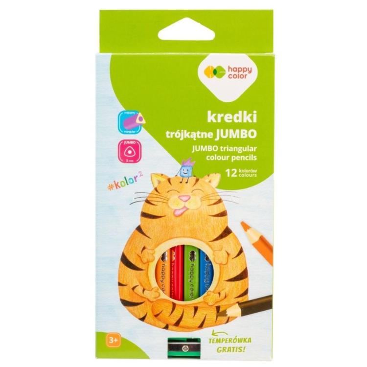 Kredki drewniane jumbo 12 kol + temperówka